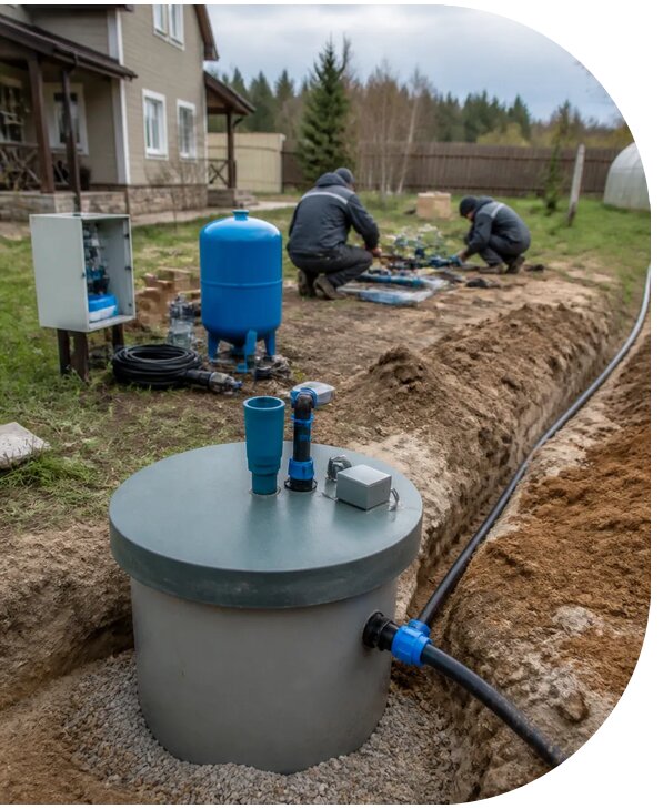 Обустройство скважины под ключ для дома с водоснабжением в Топках